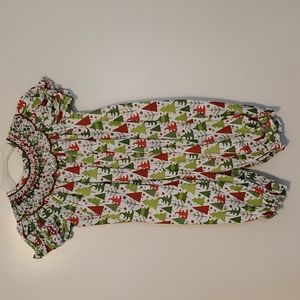 Sweet Dreams Green & Red Smocked Christmas Tree Bubble Romper - Infant Size: 24M